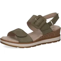 CAPRICE Damen Sandalen mit Absatz aus Leder mit Fußbett, Grün (Olive Nubuc), 39 EU