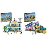 LEGO Friends Heartlake City Krankenhaus, Set mit Spielzeug-Hubschrauber und Figuren & Friends Ollys und Paisleys Familien Haus, Puppenhaus mit Figuren und Zubehör