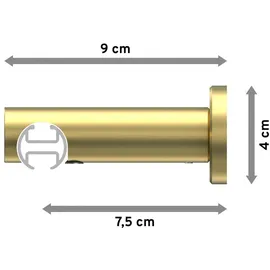Interdeco GARDINENSTANGE INNENLAUF Platon Elanto 420 cm (geteilt in 3 x 140 cm), 1-läufig, 20 mm Ø Messing-Optik