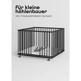 Sämann – make a difference. Laufgitter, Schwarz, Holz, Echtholz,Buche, 100x74x100 cm, Babymöbel, Laufstall Baby