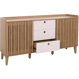 Mendler Sideboard HWC-M48 150 x 81 x 40 cm Beige / Weiß