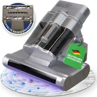 MiteGuard Milbensauger mit UV-Licht & 2 Bürsten – Matratzensauger gegen Milben, Allergiker - Silber