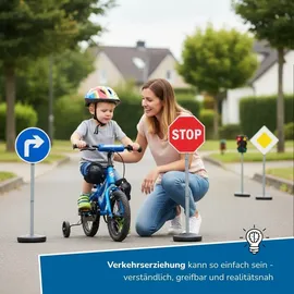 alldoro gmbh alldoro 60230 XXL-Verkehrsset mit Ampel, 10 Verkehrsschildern (75 cm) - 4 Pylonen,