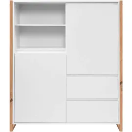 MID.YOU Highboard 120 x 139 x 40 cm Weiß / Eiche Artisan