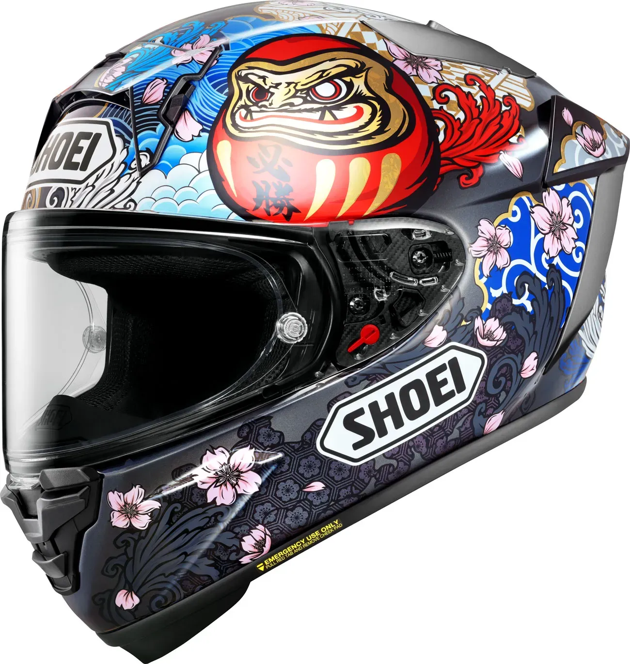 Shoei X-SPR Pro Marquez Motegi 5 TC-1, casque intégral - Gris Foncé/Rouge/Bleu/Or - L