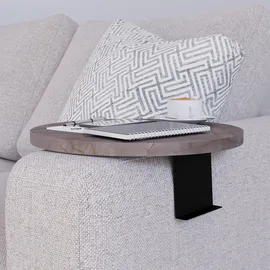 [en.casa] Sofatablett Kuleskyd verstellbar Ø34 cm Metallhalterung Marmoroptik, grau