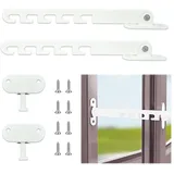 Fensterfeststeller Set, 2 Stück Fensterstopper, Fenster Kipp Regler,Kippfenster Feststeller Metall,Zuschlagschutz Fensterriegel Kippfensterschutz mit Schrauben,zum Einstellen Der Fensteröffnung(Weiß)