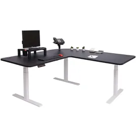 Mendler Eckschreibtisch HWC-D40 Schwarz / Weiß