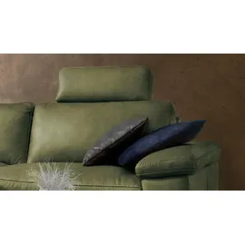 KAWOLA Ecksofa motorischer Relaxfunktion LOLA Dunkelgrün Webstoff Relaxfunktion