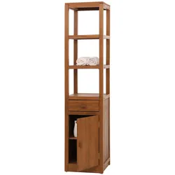Teak-Regal MCW-M86, Badschrank Badregal Badezimmer, hochwertiges B-Grade-Teak (Kernholz, 20-30 Jahre), 180x40cm