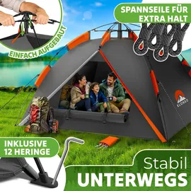 eloneo Wurfzelt 2-4 Personen Orange/Grau