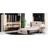 JVmoebel Schlafzimmer-Set, Luxus Set Schlafzimmer Bett Nachttisch Kommode Hocker Gruppe beige