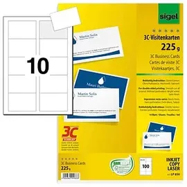 Sigel Visitenkarten LP850 satiniert weiß 225 g/qm, 100 St.