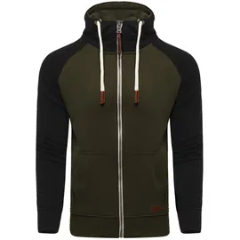 behype Sweatjacke "HENRAY", Herren, Gr. S, grün (khaki), 70% Baumwolle, 30% Polyester, mehrfarbig, normal, ohne Ausschnitt, Sweatjacken Sweatjacke, mit erhöhtem Kragen
