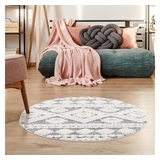 Carpet City Carpet City, rund, 20 mm, Boho-Teppich, Rauten-Design, besonders weich, 3D-Effekt, ideale Teppiche für Wohnzimmer & Schlafzimmer