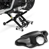 Set: Motorrad Hebebühne ConStands Midlift XL Motorradheber bis 500kg in schwarz + Batwing Verkleidung passend für Harley Davidson Touring 96-13 Craftride in schwarz