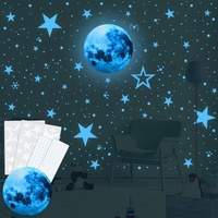 Olakin 435 Stück Leuchtsterne, Leuchtsticker Selbstklebend Wandsticker, Leuchtpunkte Sternenhimmel Dekoration, Leuchtend Wandaufkleber(Blau)