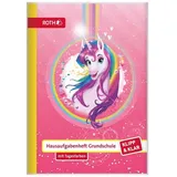 ROTH Klipp&Klar Grundschul-Aufgabenheft mit Tagesfarben, A5, 1 Woche 2 Seiten, Einhornportrait