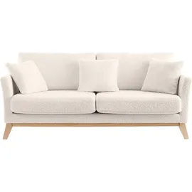 miliboo - Skandinavisches 3-sitzer-sofa Mit Abnehmbarem Bezug In Weiß Mit Bouclé-wolleffekt Oslo
