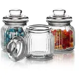 BigDean 6er Set Vorratsgläser mit Deckel 700ml - Bonbongläser zum luftdichten Aufbewahren – Keks Glas eckig im Vintage - Design
