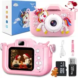 UZIMOO Kinderkamera, 1080P HD Kinder Kamera mit 2.0”-Bildschirm & 32GB Karte, Selfie Digitalkamera Kinder Fotoapparat Kinder, Weihnachts Geburtstagsgeschenke, Spielzeug für 3-12 Jahre Mädchen Jungen