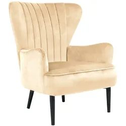 SVITA ARTHUR Sessel Relaxsessel Ohrensessel Modern Gepolstert Samt Hellbraun