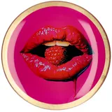 Giftcompany Gift Company Love Plates, Glasteller M, Motiv: Mund, rund, pink