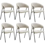 Tectake tectake® Armlehnstuhl, Webstoff, gepolstert, schlanke Stahlbeine, 60 x 58 x 85 cm