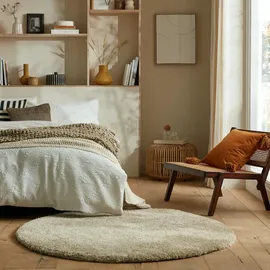 KADIMA DESIGN Strapazierfähiger & Kuscheliger Hochflor-Teppich `Lyne`. Farbe: Beige, 133x133 cm | Kadima Design