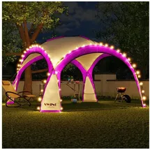 Swing&Harmonie LED Event Pavillon 3,6 x 3,6m DomeShelter Garten Pavillion inkl. Solarmodul Pavilion Designer Gartenzelt Camping Pavilon Partyzelt mit Beleuchtung - Harmonie