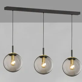 Fischer Leuchten Pendellampe 3-flg. E27 140 cm rund schwarz Glas rauchfarben