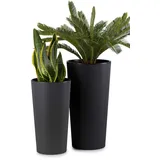 HowHomely 2X Blumentopf Gross mit Pflanzkübel Einsatz | Schwarz Pflanzkübel Groß aus Kunststoff für Deko Wohnzimmer oder Garten | Set aus 2 Blumenübertopf (30xh57cm & 25xh46)