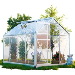 GARMIO® Gewächshaus NEAPEL 250x190cm für den Garten, Alu Frühbeet inklusive Fundament, 2 Dachfenster, UV-Schutz, Tomatenhaus