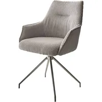 DeLife Drehstuhl Alja-Flex mit Armlehnen Cord Silbergrau Kreuzgestell konisch