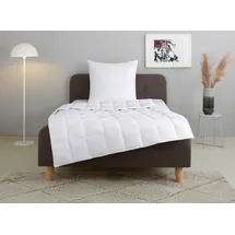 OTTO home Federbettdecke + Kopfkissen "Irah Bettdecke 135x200 cm, 155x220 cm", weiß, B/L: 155cm x 220cm Anzahl Teile 1, B/L: 80cm x 80cm Anzahl Teile 1, Bezug: Baumwolle Füllung: Entendaune/-feder, leicht, Bettdecken Bezug: 100% Baumwolle.