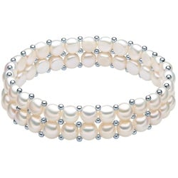 Valero Pearls Ohrstecker Sterling Silber Süßwasser-Zuchtperle in Silber Armbänder & Armreife   Damen