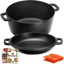 Overmont Dutch Oven 4,6 l Gusseisen schwarz