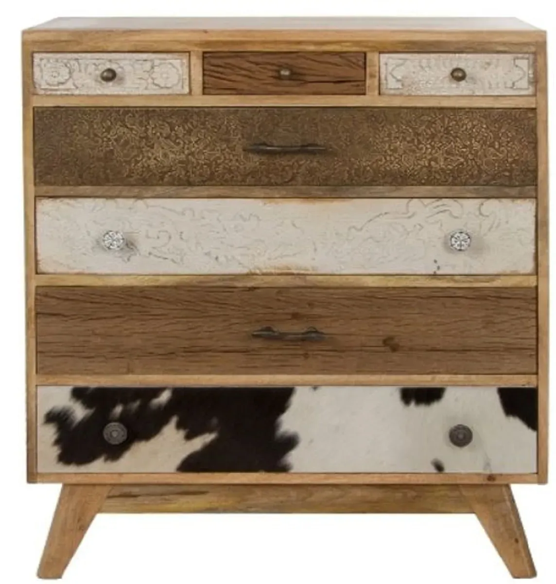 Casa Padrino Landhausstil Kommode mit 7 Schubladen Naturfarben / Mehrfarbig 70 x 30 x H. 80 cm - Landhausstil Möbel