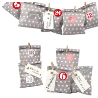 Frau WUNDERVoll® DIY Adventskalender zum Befüllen Bescherung, Papiertueten flach