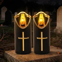ASOFTY 2 Stück LED Grablichter für Draußen, LED Kerzen Grablicht, Grabkerzen, Wiederverwendbar Friedhofskerze Gedenkkerze, Grableuchte für Religiöse und Gedenken