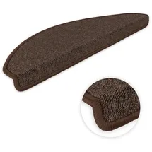 Kettelservice-Metzker Stufenmatten Ariston im Sonderformat 64/20cm Halbrund Kaffeebraun 15 Stück Treppenschutz Treppenteppich