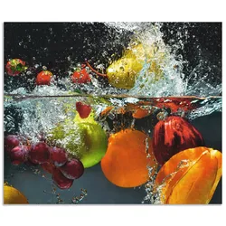 Küchenrückwand ARTLAND "Spritzendes Obst auf dem Wasser", bunt, B:60cm H:50cm, Aluminium, Spritzschutzwände, Alu Spritzschutz mit Klebeband, einfache Montage