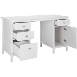 Kauf-Unique Schreibtisch Landhaus mit 4 Schubladen - Stil Holz - Weiß - ALBANE