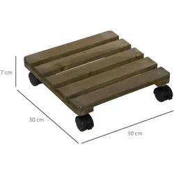 Outsunny - Pflanzenroller - 30L x 30B x 7H cm - braun