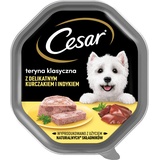 Cesar Schale 14x150 g Nass-Alleinfutter für ausgewachsene Hunde mit zartem Huhn und Truthahn