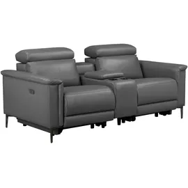 OTTO home 2-Sitzer OTTO HOME "LUND, Kinosofa, Relaxfunktion, TV-Sessel, manuell/elektrisch (USB-A)", grau, B:195cm H:97cm T:99cm, Kunstleder 100% Polyurethan, Sofas, Kopfteilverstellung, Getränkachhalter, u. Staufach