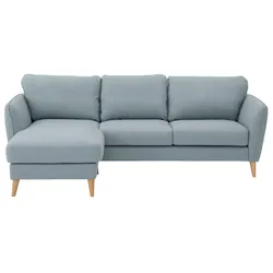 Ecksofa HOME AFFAIRE "MARSEILLE (242/152cm),L-Form, Rec. rechts/links", grün (salbei), B:242cm H:88cm T:152cm, 100% Polyester, Sofas, Massivholzbeine Eiche, Landhausstil, Wellenunterfederung
