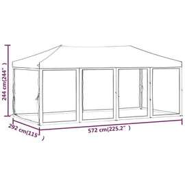 vidaXL Partyzelt Faltbar mit Mesh-Seitenwänden Schwarz 3x6 m