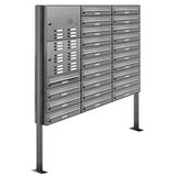 AL Briefkastensysteme Briefkasten Premium Edelstahl Stand Anlage mit Klingeln, Post A4, modern, robust, wetterfest, Artikelnummer 132V24S3KS