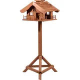 Dobar dobar® Vogelfutterhaus Almhütte - XL Vogelhaus im Hüttendesign - Vogelvilla aus Massivholz - Vogelfutterstation inklusive Ständer - Großer Futterspender - 66 x 66 x 136,5 cm Braun